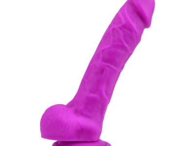 Loving Joy 8 Inch Realistic Silicone Dildo with Suction Cup and Balls Purple
