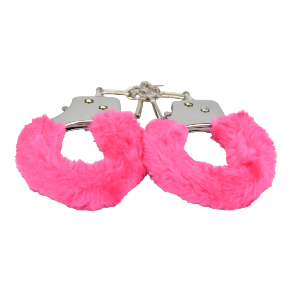 Bound to Play. Heavy Duty Furry Handcuffs Pink - Image 2