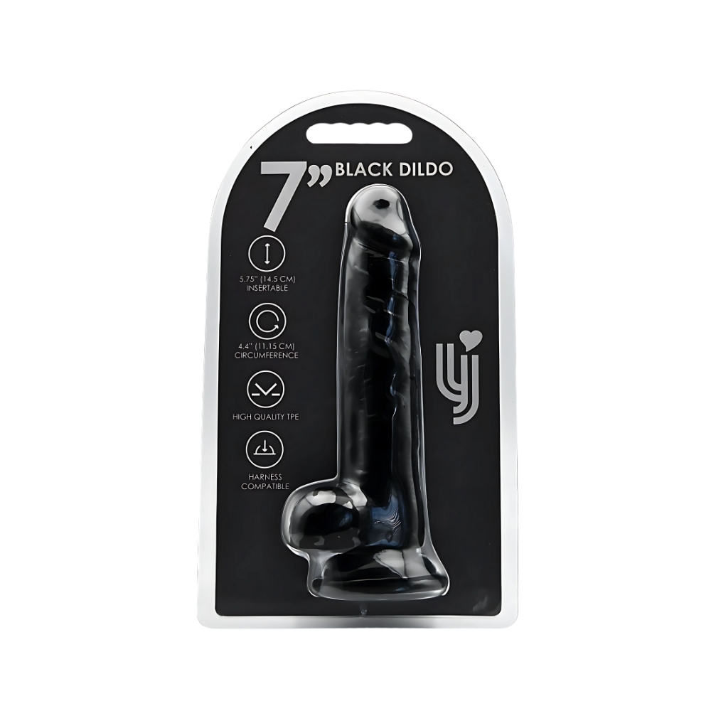 Loving Joy 7 Inch Dildo with Balls Black - Image 4
