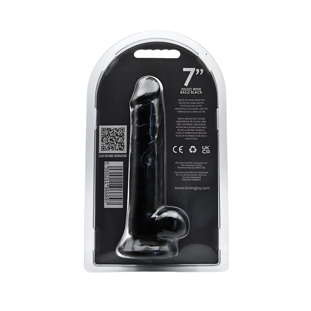 Loving Joy 7 Inch Dildo with Balls Black - Image 5