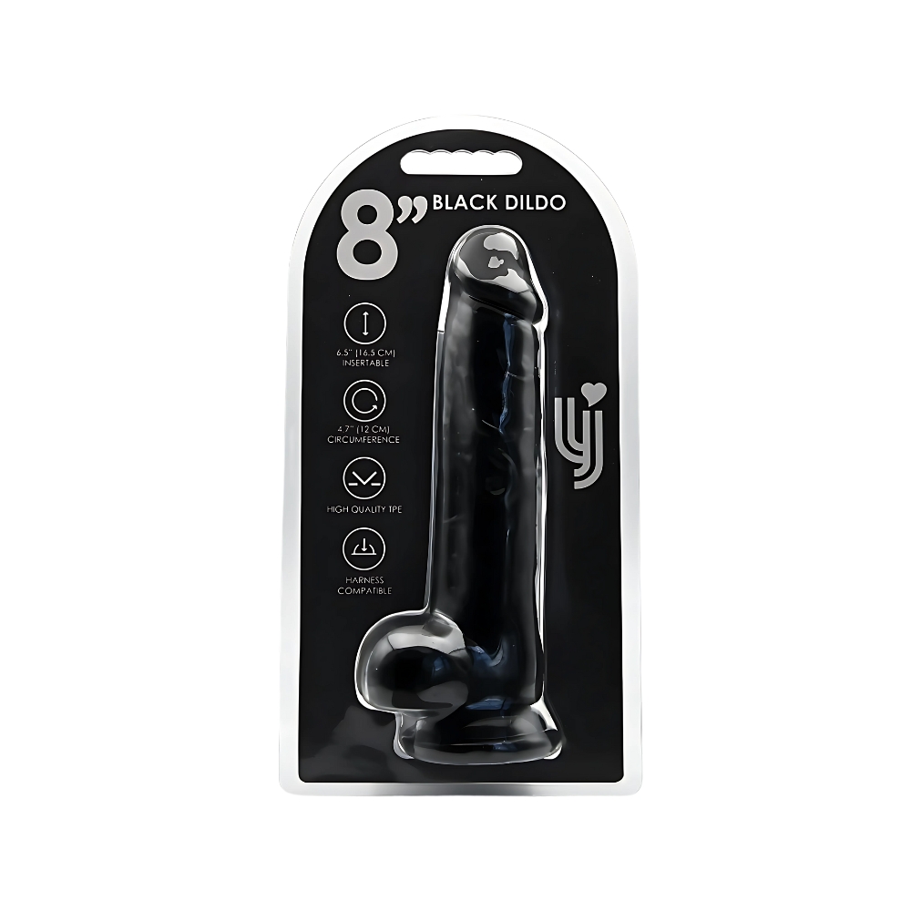 Loving Joy 8 Inch Dildo with Balls Black - Image 4
