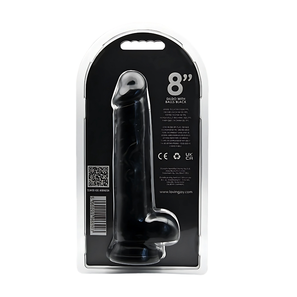 Loving Joy 8 Inch Dildo with Balls Black - Image 5