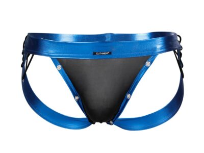 C4M Desire Jockstrap Blue Leatherette – Small