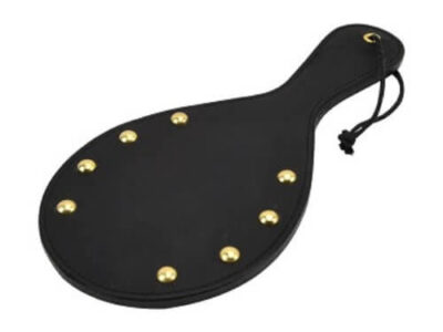 Bound Noir Nubuck Leather Paddle with Brass Stud Detail Bound Noir Nubuck Leather Paddle with Brass Stud Detail