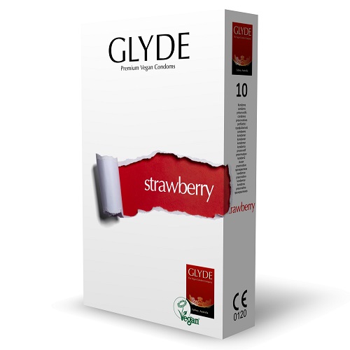 Glyde Ultra Strawberry Flavour Vegan Condoms 10 Pack - Image 2