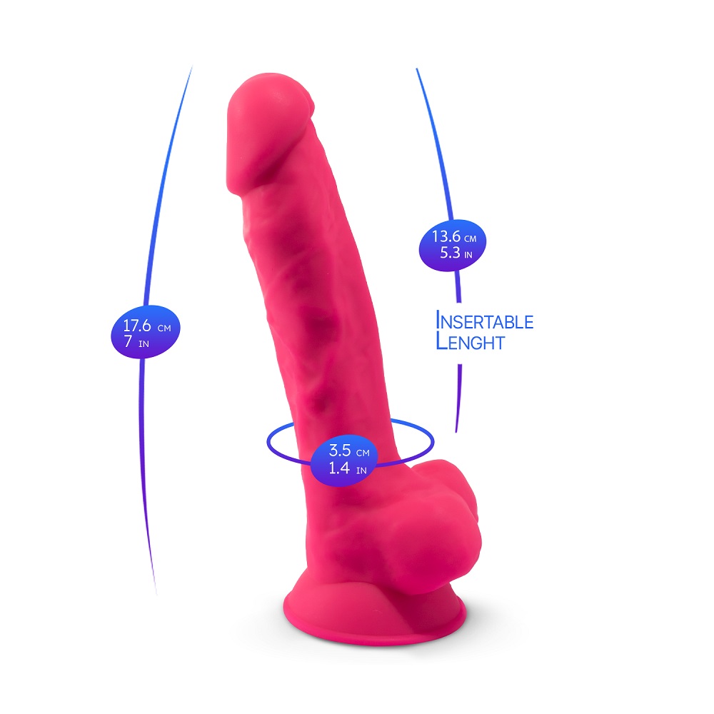 SilexD 7 inch Realistic Silicone Dual Density Dildo with Suction Cup and Balls Pink - Image 6