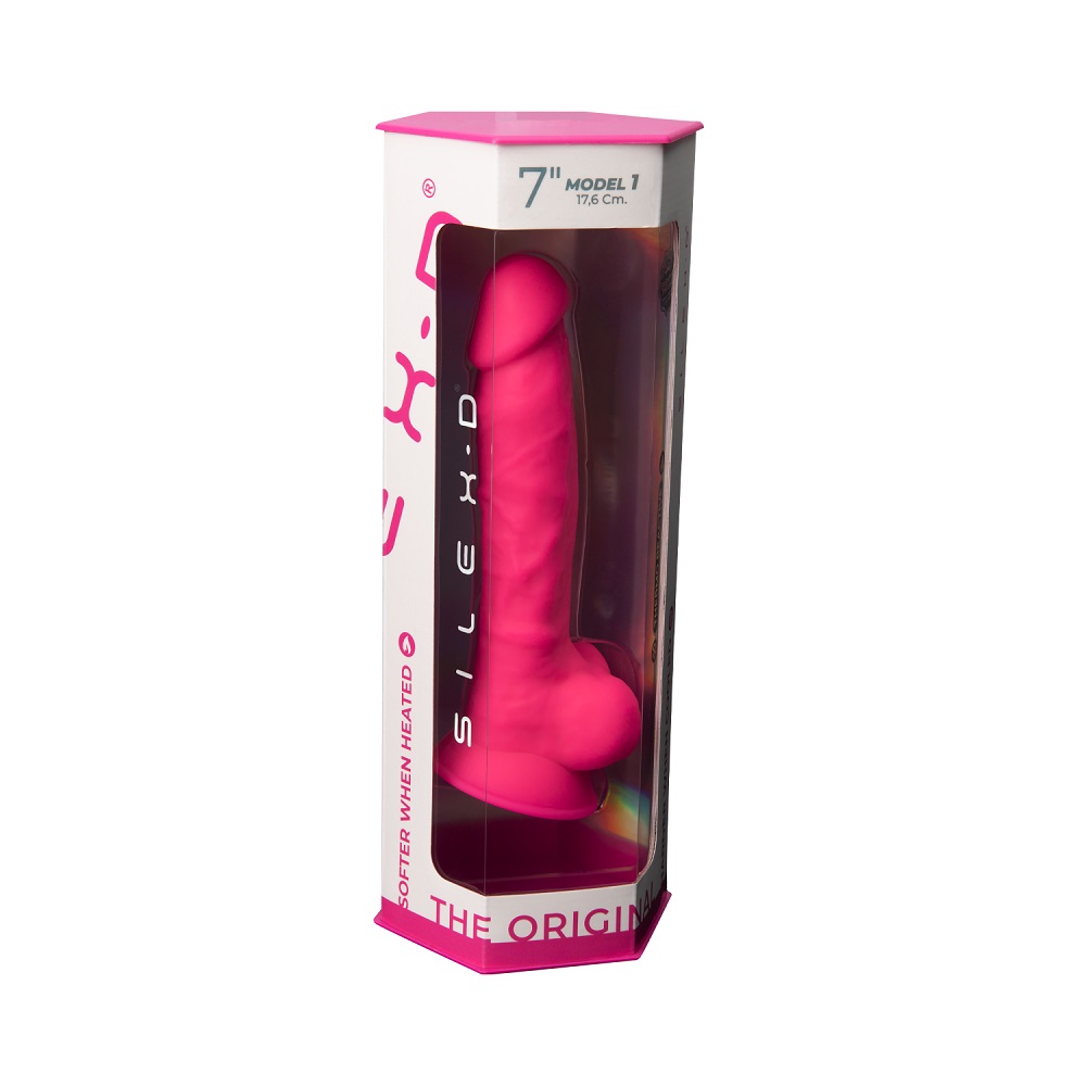 SilexD 7 inch Realistic Silicone Dual Density Dildo with Suction Cup and Balls Pink - Image 7