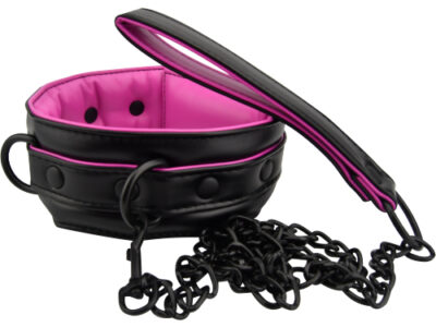 Bound to Please Pink & Black Bondage Collar & Leash Bound to Please Pink & Black Bondage Collar & Leash