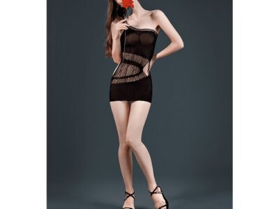 Moonlight Mesh and String Mini Dress Black One Size