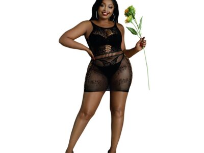 Moonlight Black Cut Out Floral Mini Dress Plus Size