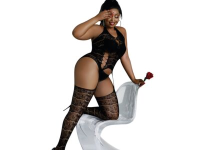 Moonlight Black Halter Suspender Bodystocking Plus Size
