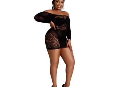 Moonlight Off the Shoulder Black Mini Dress Plus Size