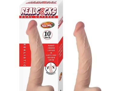 RealCocks Dual Layer Bendable Dildo 10 Inch Vanilla