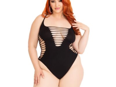 Leg Avenue Shredded Thong Bodysuit Black Plus Size Leg Avenue Shredded Thong Bodysuit Black Plus Size